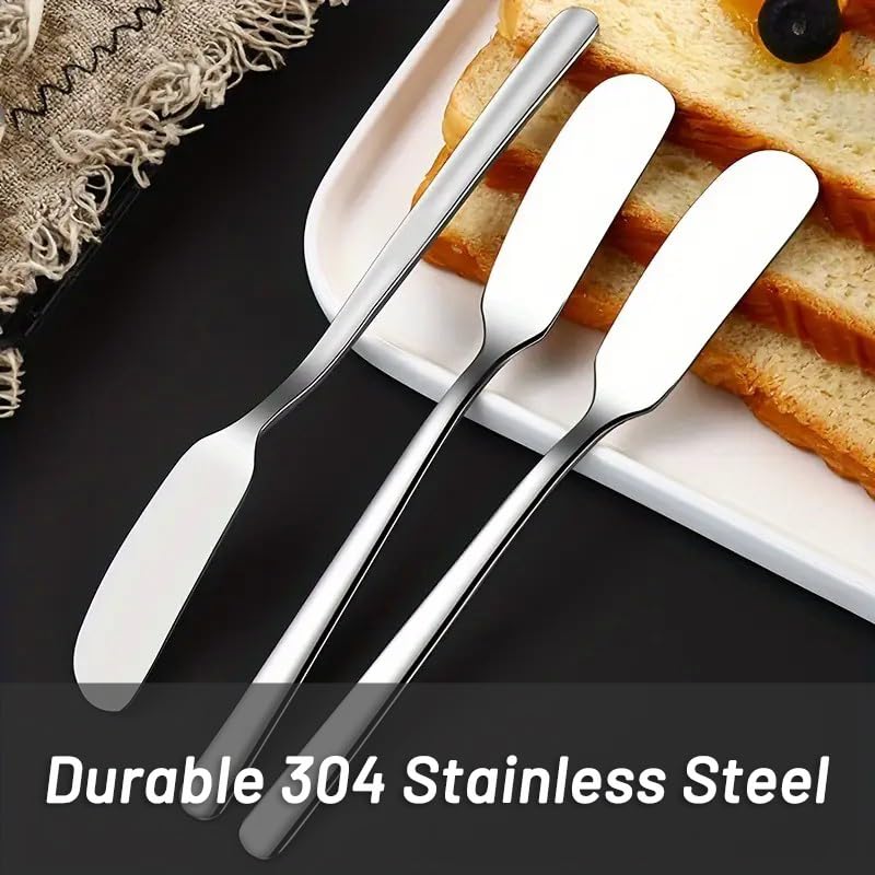 2 Pack Butter Spreader Knife - Stainless Steel Cheese Dessert Knives - Breakfast Butter Slicer Sandwich Jam Spreader (Silver x 2)