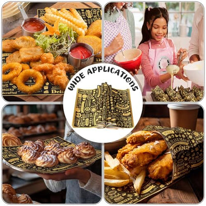 Outus 600 Pcs 12 x 12 Inch Deli Wax Paper Sheets Grease Resistant Tray Basket Liner Newsprint Paper Water and Grease Proof Sandwich Wrapping Square Hot Dog Wrapper for Food Baking (Black,Yellow) - color: Black,Yellow