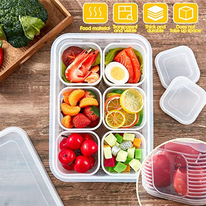 Rtteri 2 Sets Fridge Organizer Divided Serving Tray with Lid Yakumi Pans Seasoning Condiment Container Stackable Refrigerator Organizer with Airtight Lids No Bpa for Veggies, Fruit, Herbs, Spices