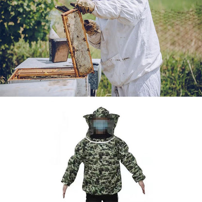 Acouto Beekeeping Jacket Ultra Lightweight Maximum with Detachable Veil Hood for Beginner & Professional Beekeepers – Blue, Polyester Ventilated Beekeeper Jacket for Honey Harvesting (Five Star - color: Five Star Camouflage
