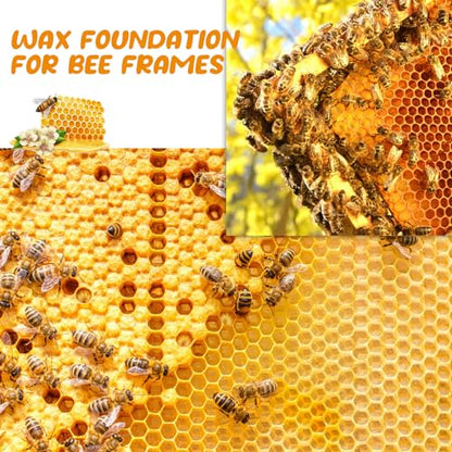 Weysat 40 Pcs Waxed Coated Beehive Foundation Sheets Beehive Wax Coated Foundation for Bee Frames Plastic Beeswax Sheet Bee Hive Equipment Deep Frame(Yellow) - color: Yellow