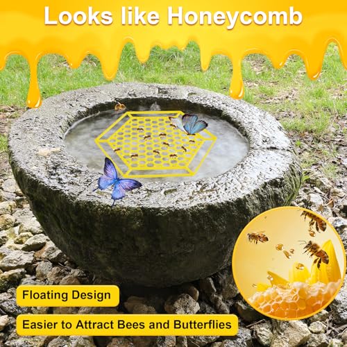4 Pack Floating Bee Island, 7.1 Inch Bee Watering Station, Bee Bath Bee Drinking Station Bee Waterer and Butterfly Water Stations Butterfly Feeders for Outdoors Thirsty Pollinators Feeding - color: Yellow-4Pc