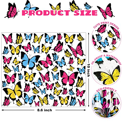 100 Pcs Butterfly Wax Paper Sheets, Waterproof Oil-proof Deli Paper Sandwich Wrap, 8.6 x 9.8 Inches, Perfect for Food Preservation, Picnic, Candy Wrap - color: Butterfly