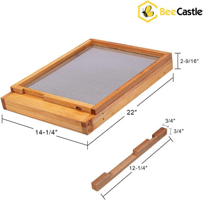 BeeCastle 2 Pcs Beehive Screened Bottom Board Dipped in 100% Beeswax,Screened Bottom Board with Solid Wood (10-Frame) - size: 2PCS-10 Frame