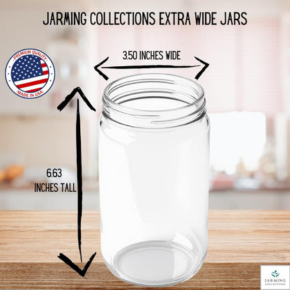 Jarming Collections Mason Jars - 32 oz Glass Storage Jars with Extra Wide Mouth Lids, BPA Free and Food Safe - Set of 2 with 2 Black Dome Plastic Lids - color: 2 Black Dome Plastic Lids