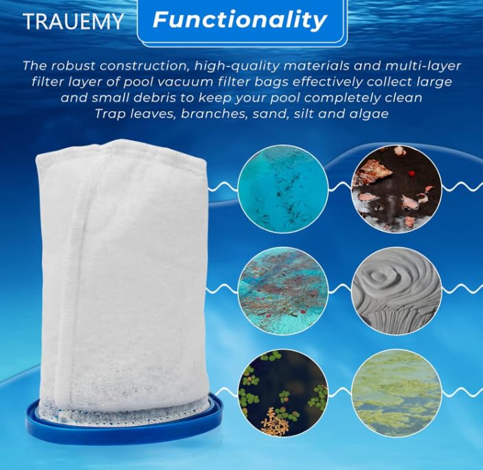 X-treme Multilayer Filter Bag,Sand & Silt Filter Bag, Compatible with Pool Blaster Max, Catfish Ultra, iVac 250, iVAC C2, Volt FX-4 and Jacuzzi JPV200 Handheld Pool Vacuums (white-4pcs) | Compatible with Pool Blaster Max, Catfish Ultra, iVac 250, iVAC C2,