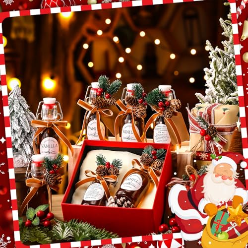 Sieral 9 Sets Vanilla Extract Bottles Clear Swing Top Glass Bottles for Gift Giving Homemade Vanilla Extract Jar Funnel Rope Labels for New Year Brewing Oil Beer Tea DIY Supply(Round Stickers,4 oz) - size: 4 oz, style: Round Stickers