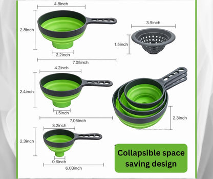 Collapsible Funnel Set of 3 | Silicone Pot Edge Soup Pour Spout | Food Grade Silicone Canning Funnels for Kitchen Use – Wide & Regular Mouth Mason Jars, |Canning, Easy Liquid Transfer