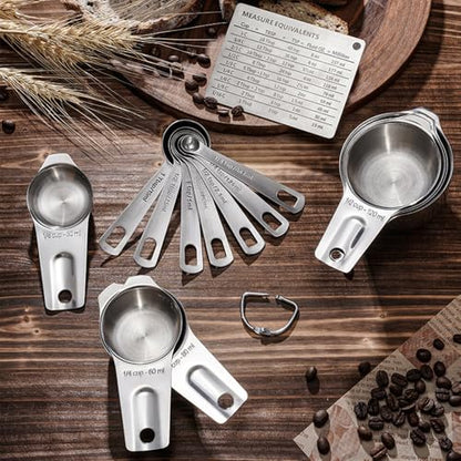 Measuring Cups and Spoons Set Heavy Duty 304 Metal Stainless Steel Measuring Cup Spoon Kitchen Gadgets for Cooking Baking (Set of 17) - size: Set of 17