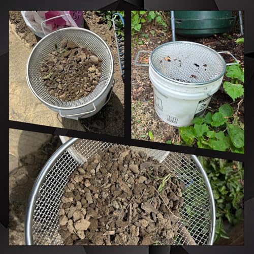Round Soil Sifter (1/4-inch Mesh) Stainless steel with handle for 5-Gallon Bucket,Commonly Used with Soil, Sand, Gravel, and Other Media，Easy to Feel, Galvanized Without Rusting