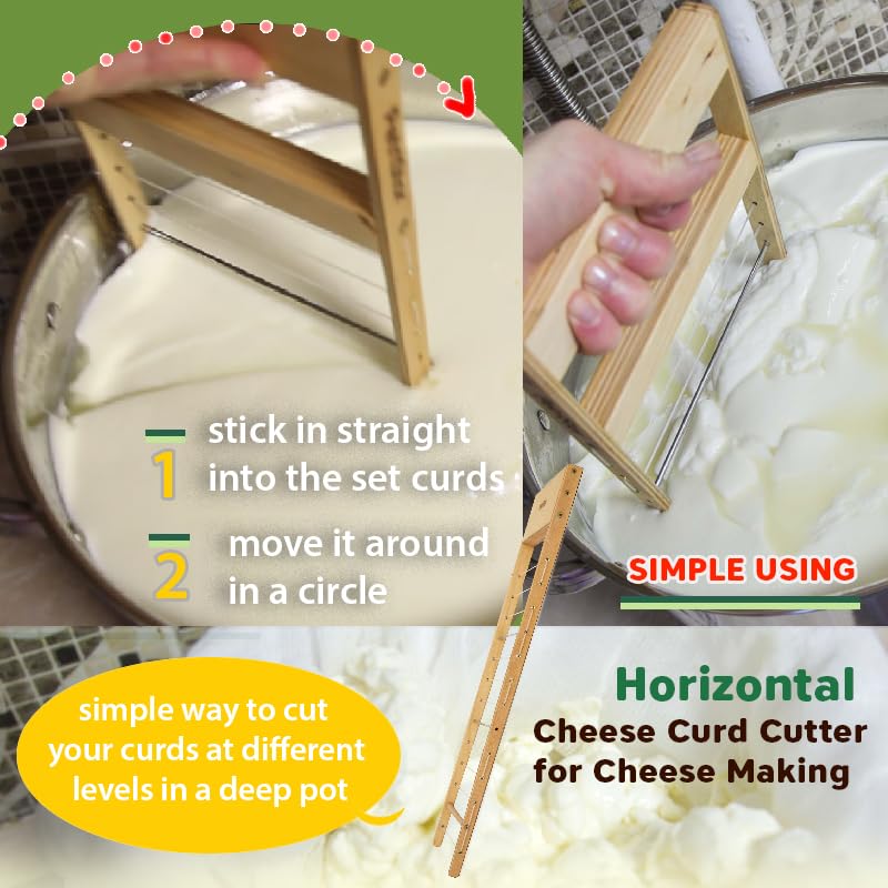 PetriStor Horizontal Cheese Curd Big Cutter for Cheese Making - Cheese harp - Cheese Curd Cutter Artisan Cheese Making Knife (1") - size: 1"
