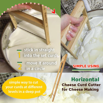 PetriStor Horizontal Cheese Curd Big Cutter for Cheese Making - Cheese harp - Cheese Curd Cutter Artisan Cheese Making Knife (1") - size: 1"