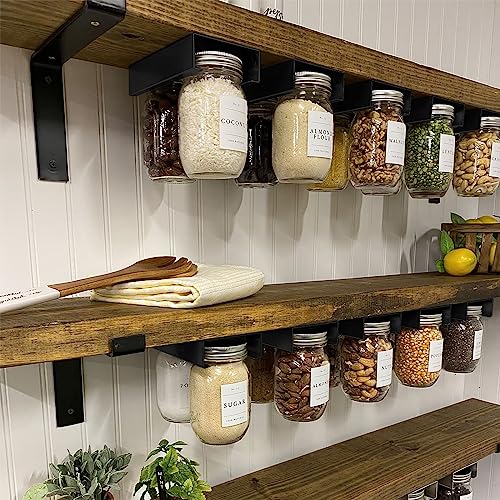Art Secret Mason Jar Storage Rack (2 Pack)–Under Shelf Organizer for Wide Mouth Jars–Easy Install with Screws or Adhesive–Kitchen Cabinet & Pantry Space Saver - size: Wide Mouth