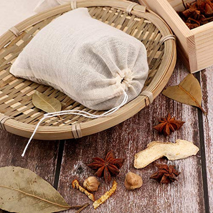 Boao 24 Pcs Spice Cooking Cheesecloth Bags for Straining Reusable Empty Tea Drawstring Soup Muslin Bags(6 x 8 Inch) - size: 6 x 8 Inch