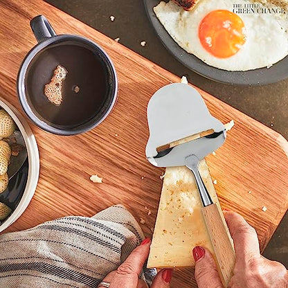 Stainless Steel Cheese Slicer Handheld - Flexible Blade Cheese Planer with Wooden Handle for Smooth, Precise Slicing —Durable, Easy-to-Clean Cutter for Block and Hard Dairy | Easy Slicing and Cutting