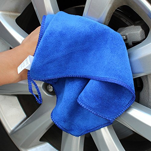 400 GSM Microfiber Cleaning Cloths,Ultra Absorbent Lint Free Reusable Towels for Kitchen, Glass, Windows, Car Detailing & Household Cleaning, Thick Quick Dry Cleaning Rags, 12" x 12" - color: Blue