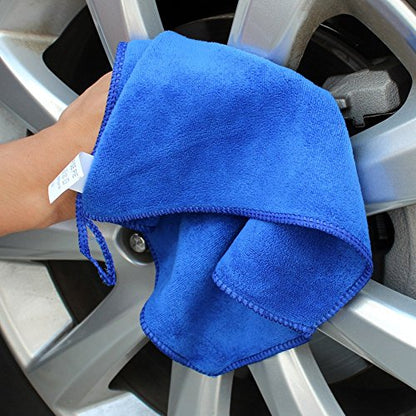 400 GSM Microfiber Cleaning Cloths,Ultra Absorbent Lint Free Reusable Towels for Kitchen, Glass, Windows, Car Detailing & Household Cleaning, Thick Quick Dry Cleaning Rags, 12" x 12" - color: Blue