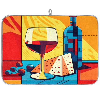 Dish Mat Drying Kitchen Mat Cheese Wine Dish Drying Mat Dish Draining Super Absorbent Drying Mat Reversible Washable Reusable Coffee Mat 16x18" - size: 18" x 16"