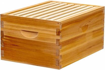 Honey Lake 8 Frame Beehive Deep Brood Box, Langstroth Honey Bee Hive Box Dipped in Beeswax with Beehive Frames and Waxed Foundations for Beekeeper (Unassembled)