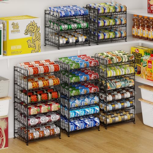 JKsmart 3-Tier Stackable Can Organizer, Storage Can Rack for Kitchen Pantry Cabinet, Holds Up to 72 Cans, Multifunctional Can Dispenser for Snacks Soda - size: 3 Tier-2 Pack
