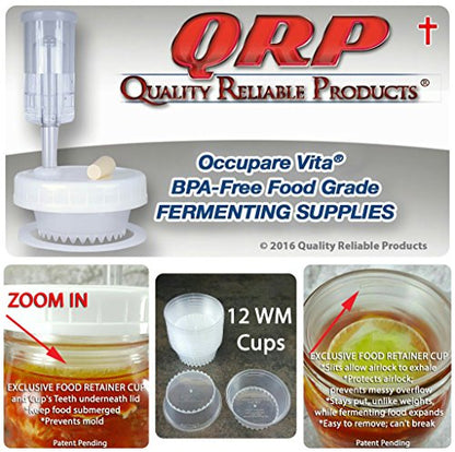 BETTER than Glass Fermentation Weights - Food Grade Plastic Mason Jar Food Fermentation Weights CUPS keep food submerged in brine (12-3" WIDE MOUTH CUPS ONLY, NOT KITS) - size: 12-3" WIDE MOUTH CUPS ONLY, NOT KITS