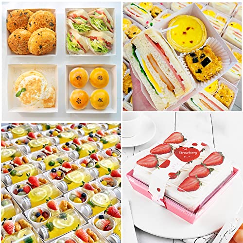 Ocmoiy Charcuterie Boxes with Clear Lids, 5 Inches, 50 Pack, Pink | To Go Paper Food Containers, Disposable Bakery Dessert Boxes, For Sandwich, Cookie, Pastry, Cake Slice - color: Pink