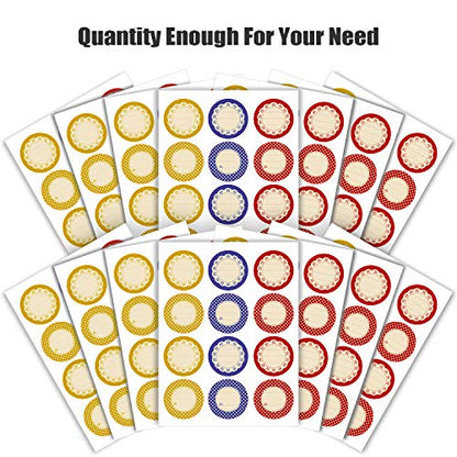 Outus 240 Pieces Canning Labels for Mason Jars 2 Inch Round Shaped Stickers Jar Lid Sticker Multicolor Meal Label for Back to School Supplies Home Glass Bottle Canned Kitchen Organization
