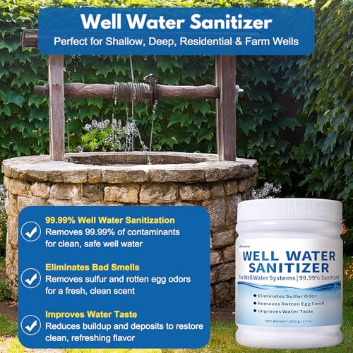 Well Water Sanitizer – Removes Sulfur Odors, Rotten Egg Smell, Iron Buildup – Improves Taste and Odor of Well Water | Food-Grade Formula, Ideal for Shallow Wells