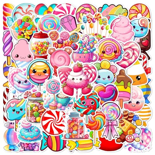 50Pcs Candy Stickers Pack, Waterproof Vinyl Sweet Treat Decals for Water Bottle Laptop Suitcase Skateboard Scrapbook Journal, Cute Food Labels for Kids Teens Girls DIY Decor Party Gift Supplies - color: Candy-5