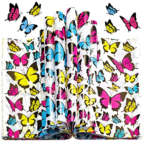 100 Pcs Butterfly Wax Paper Sheets, Waterproof Oil-proof Deli Paper Sandwich Wrap, 8.6 x 9.8 Inches, Perfect for Food Preservation, Picnic, Candy Wrap - color: Butterfly