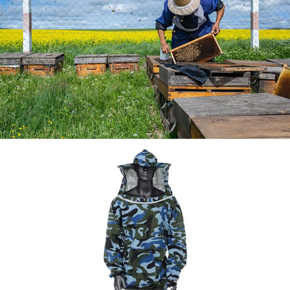 AMONIDA Beekeeping Jacket, Ultra Lightweight Ventilated Polyester Beekeeper Jacket with Detachable Veil Hood, Ideal for Beginner Professional Beekeepers (Light Blue)