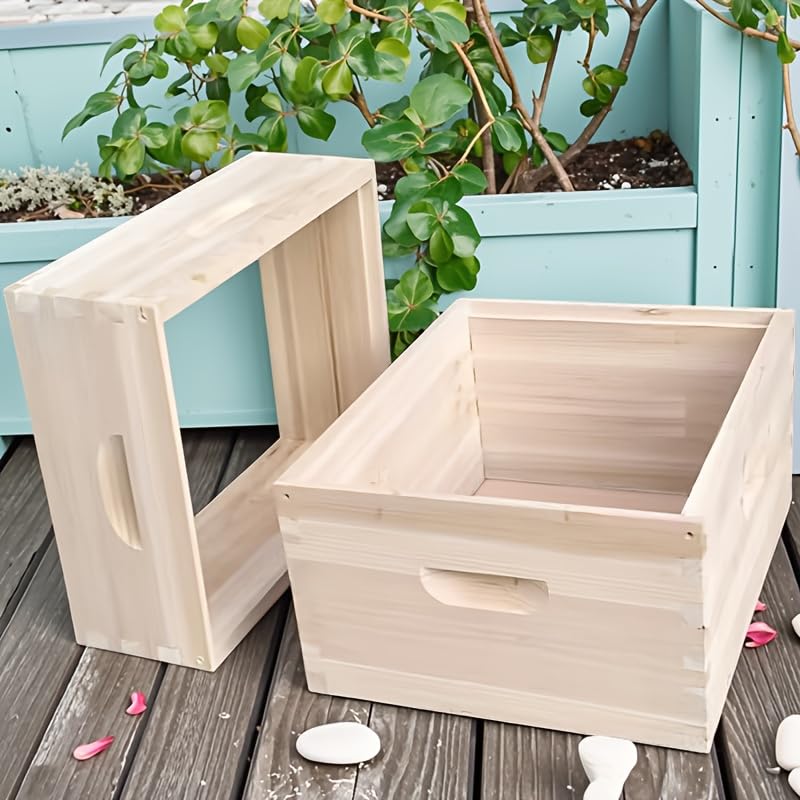 10-Frame Beehive Box Langstroth Medium Super Box, Unassembled Bee Hive Box,Beekeeping Super Boxes with Pre-drilled Holes and Screws, Hives Boxes Starter Kit,6.63 Inch