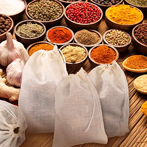 Boao 24 Pcs Spice Cooking Cheesecloth Bags for Straining Reusable Empty Tea Drawstring Soup Muslin Bags(6 x 8 Inch) - size: 6 x 8 Inch