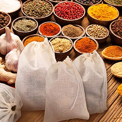 Boao 24 Pcs Spice Cooking Cheesecloth Bags for Straining Reusable Empty Tea Drawstring Soup Muslin Bags(6 x 8 Inch) - size: 6 x 8 Inch