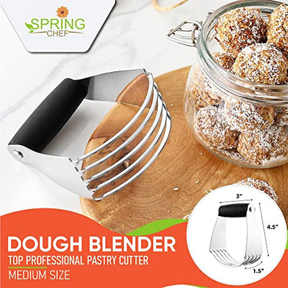 Spring Chef Dough Blender, Top Professional Pastry Cutter with Heavy Duty Stainless Steel Blades, Medium Size, Black - color: Black, size: 3" Medium