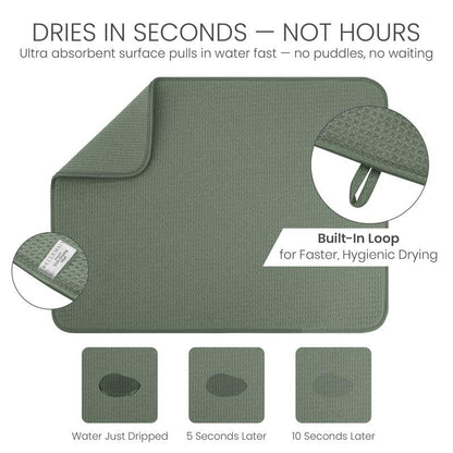 Bellemain XL Dish Mat 24" x 17" ( LARGEST MAT ) Microfiber Dish Drying Mat , Super absorbent ( Green ) - color: Green, size: 17" x 24"