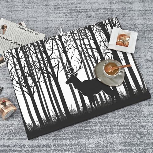 Deer Dish Drying Mat for Kitchen Counter Microfiber Super Absorbent Non-Slip Dish Drying Pad for Countertops Dishes Utensils Stylish Quick-Dry Machine Washable 18x24 Inch - color: Deer