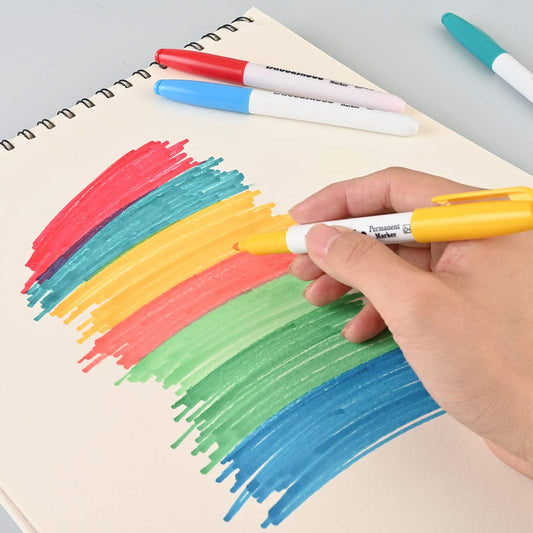 Dabo & Shobo 48 Colors Permanent Markers, Fast Drying, Suitable For Classroom Office Meeting，Works On Plastic, Wood, Stone, Metal and Glass for Doodling, Coloring, Marking - size: 1 Count (Pack of 48)