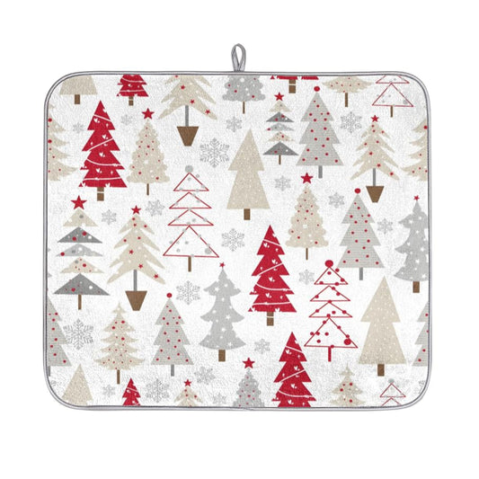Christmas Dish Drying Mats for Kitchen Counter Xmas Tree Holiday Dish Mat Absorbent Reusable Microfiber Dish Drying Pad Dish Drainer Rack Mats Heat Resistant -16x18 Inch - size: 16" x 18"