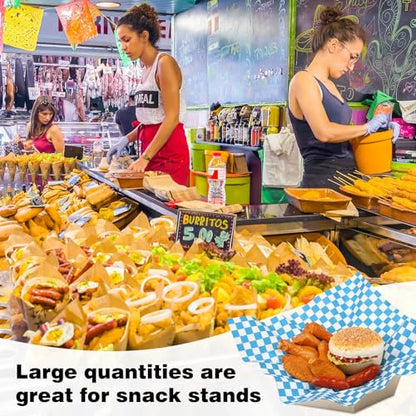 Spakon 1000 Sheets Wax Deli Paper Sheets for Food 12 x 12 Inch Checkered Dry Waxed Deli Basket Liners for Sandwich Wrapping, Food Basket Liners, Picnic party(Blue-white) - color: Blue-White