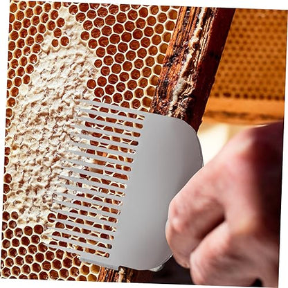 Happyyami Stainless Steel Honey Comb Scraper Tool Beekeeper Honey Knife Plastic Handle Easy Uncapping Fork for Beekeeping