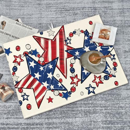 American Flag Stars And Stripes Microfiber Dish Drying Mat 18x24 Inch - Absorbent Non-Slip & Quick Dry Kitchen Counter Dish Drainer Pad, Rustic Farmhouse Style - color: American Flag Stars And Stripes