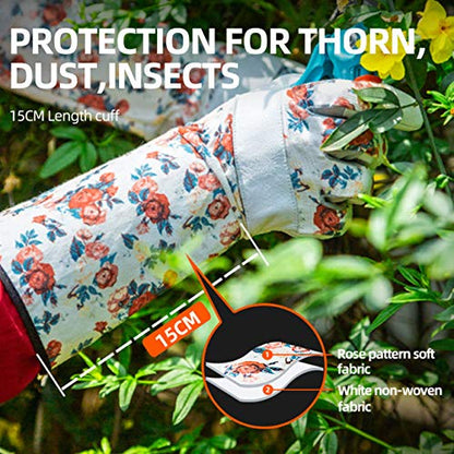 Vgo... 1-Pair Natural Genuine Goatskin Leather Gardening Gloves, Long Cuff Protection, High Dexterity Grip Gloves (Size L, White, GA9658-W) - color: 1 Pair - White, size: Women's Large