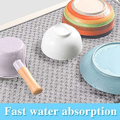 2 Pack Microfiber Dish Drying Mat,24*17 inch Absorbent Dish Drainer Kitchen Counter,Large Size Dish Drying Pad for Countertops,Sinks,Draining Racks(Gray) - size: 2PCS 24*17 inch