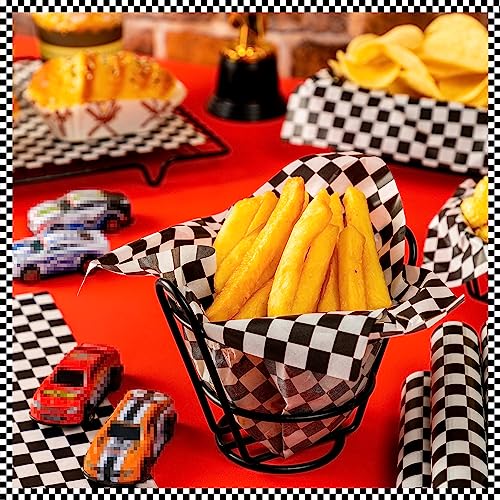 100 Pcs Black & White Checkered Wax Paper Sheets for Food, Wax Paper for Sandwich Wrap, Deli Wraps, Picnic Basket Liners, 8.6 x 9.8 inches - color: Black/White