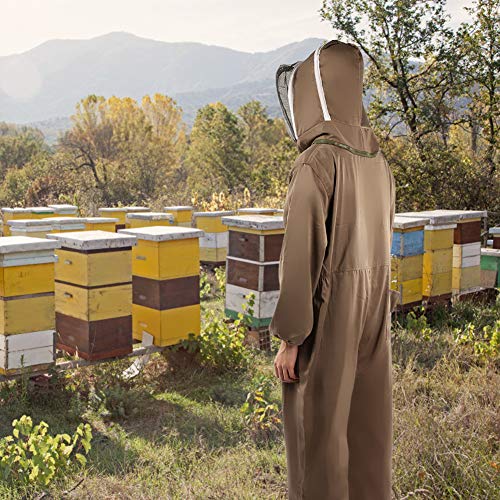 Semme Beekeeping Breathable Bee Suit Smock with Zipper for Beekeepers Comfortable Polyester Cotton Fabric Full Body Lightweight Foldable Available in L XL XXL (XXL) - size: XXL