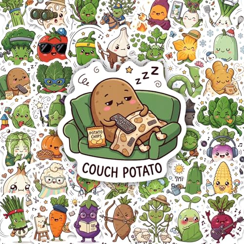 50Pcs Cute Vegetable Stickers Pack, Waterproof Vinyl Food Decals for Water Bottle Laptop Suitcase Skateboard Scrapbook Journal, Kawaii Labels for Kids Teens Girls DIY Decor Party Gift Supplies - color: Cute Vegetable-7