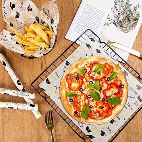 Graduation Wax Paper, 100 Pcs, 8.6 x 9.8 inches, Waterproof & Oil-proof, Perfect for Food Wraps, Sandwiches, Candy, Cookies, Picnic Baskets - color: Graduation