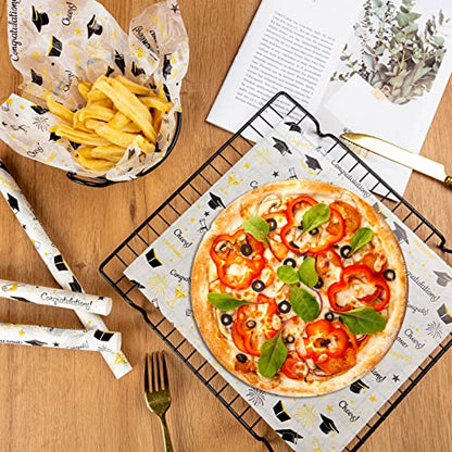 Graduation Wax Paper, 100 Pcs, 8.6 x 9.8 inches, Waterproof & Oil-proof, Perfect for Food Wraps, Sandwiches, Candy, Cookies, Picnic Baskets - color: Graduation