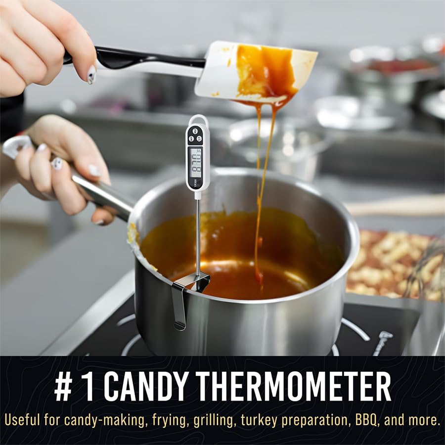 Candy Thermometer Digital Instant Read for Meat Kitchen Cooking Food Oil Deep Fry BBQ Grill Smoker (1, 14.4in-White) - size: 14.4in-white